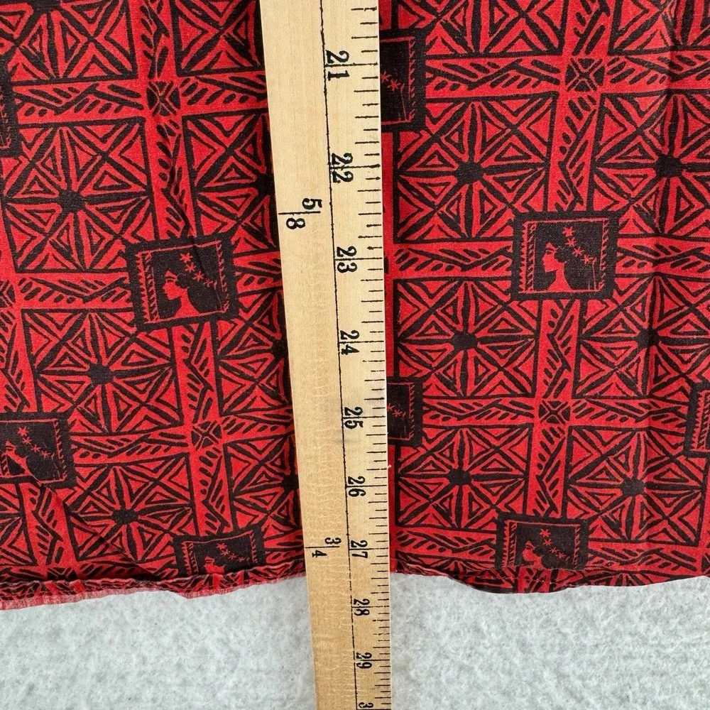 Vintage Hinano Tahiti Hawaiian Shirt Mens Small Red Hula‎ Dancer Heads Aloha